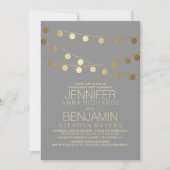 Gold String Lights Moderne Engagement Party Einladung (Vorderseite)
