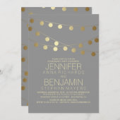 Gold String Lights Moderne Engagement Party Einladung (Vorne/Hinten)