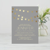 Gold String Lights Modernes Brautparty Einladung (Stehend Vorderseite)