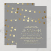 Gold String Lights Modernes Brautparty Einladung (Vorne/Hinten)
