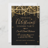 Gold String Lights Weihnachtsfest Abendessen Party Einladung (Vorderseite)