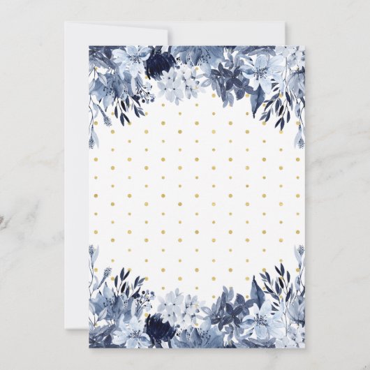 Gold String Lights, Winter Floral Engagement Party Einladung (Rückseite)