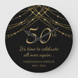 Gold String Wedding Jubiläum Große Wanduhr