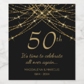 Gold String Wedding Jubiläum Weinetikett (Einzelnes Label)