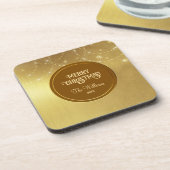 Gold Strings Snowflakes Gold Metallic Getränkeuntersetzer (Linke Seite)