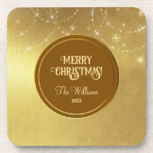 Gold Strings Snowflakes Gold Metallic Getränkeuntersetzer (Vorderseite)