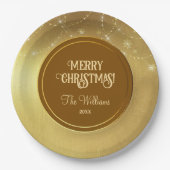 Gold Strings Snowflakes Gold Metallic Pappteller (Vorderseite)