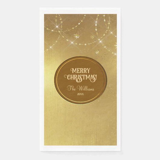 Gold Strings Snowflakes Gold Metallic Serviette (Vorderseite)