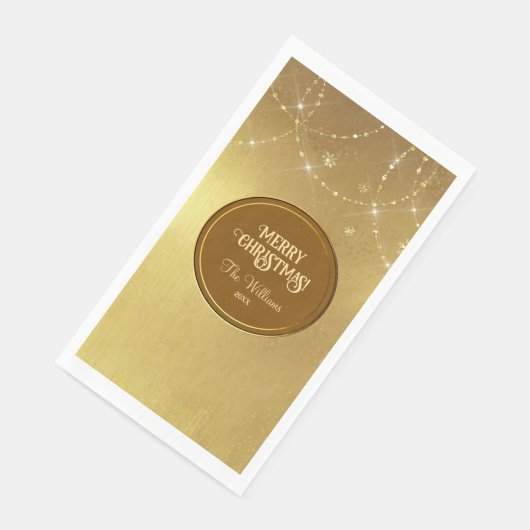 Gold Strings Snowflakes Gold Metallic Serviette (Ecke)