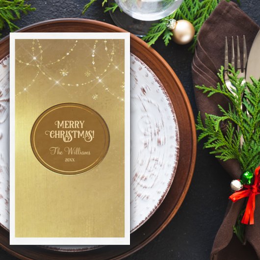 Gold Strings Snowflakes Gold Metallic Serviette