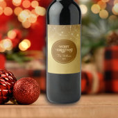 Gold Strings Snowflakes Gold Metallic Weinetikett