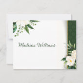 Gold Strip Escort Card für weiße Blume Einladung (Vorderseite)