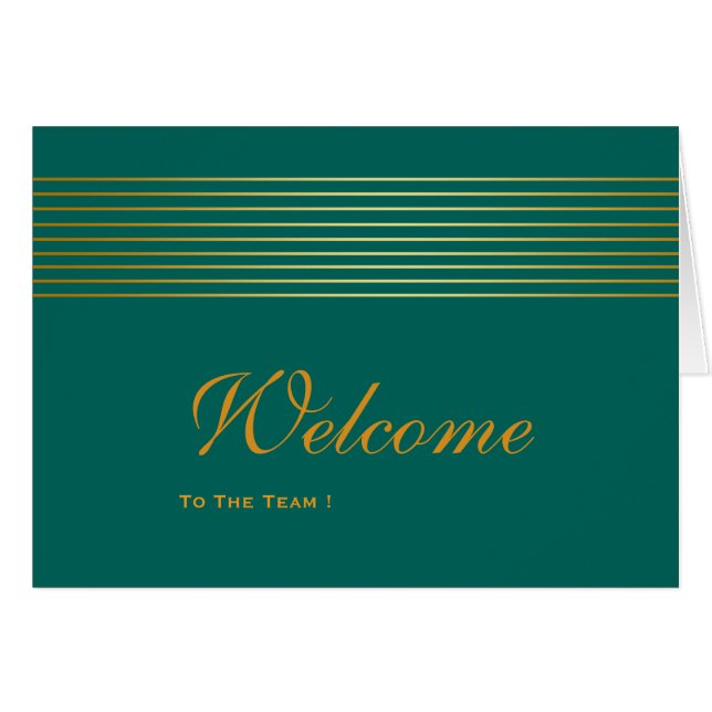 Gold Strip Sleek Green Welcome Card (Vorderseite (Horizontal))