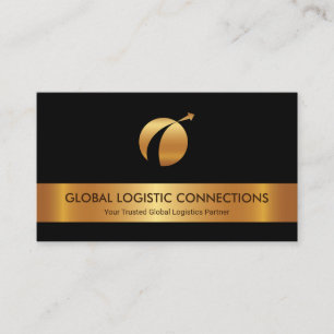Gold Stripe Gold Globe Arrow Transport Logistics Visitenkarte
