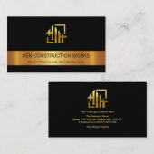 Gold Stripe Gold Zuhause Motif Construction Builde Visitenkarte (Vorne/Hinten)