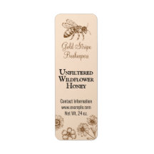 Gold Stripe Honeybee Floral Small Honey Jar