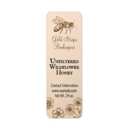 Gold Stripe Honeybee Floral Small Honey Jar