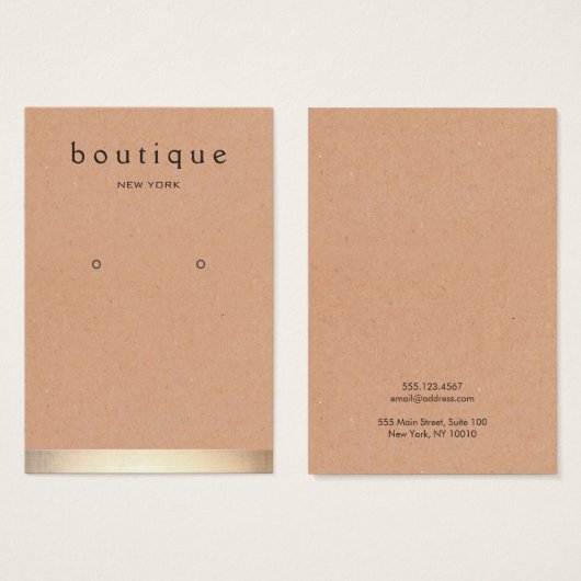 Gold Stripe Kraft Earring Display Holder (Vorne & Hinten)