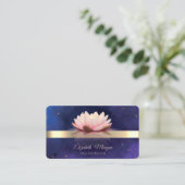 Gold Stripe Lotus Blume Blue Yoga Instructor Visitenkarte (Stehend Vorderseite)
