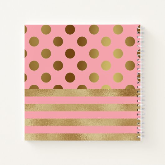 Gold Stripe Polka Dot Name Girly Notizblock (Rückseite)