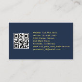 Gold stripe Taxi Driver Cab Transport blue QR CODE Visitenkarte (Rückseite)