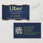 Gold stripe Taxi Driver Cab Transport blue QR CODE Visitenkarte (Vorne/Hinten)