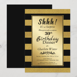 Gold Stripe Überraschung 30. Geburtstag Abendessen Einladung