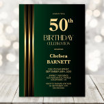 Gold Striped Black Green 50th Birthday Party Einladung<br><div class="desc">Invite your friends and loved ones to your birthday celebration with this modern gold striped black and green 50th birthday party invitation. The customizable text area in this invitation template allows you to include all the necessary details for your special birthday celebration, including the date, time, venue, and RSVP information....</div>