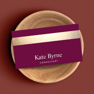 Gold Striped Modern Stylish Burgundy Maroon Visitenkarte