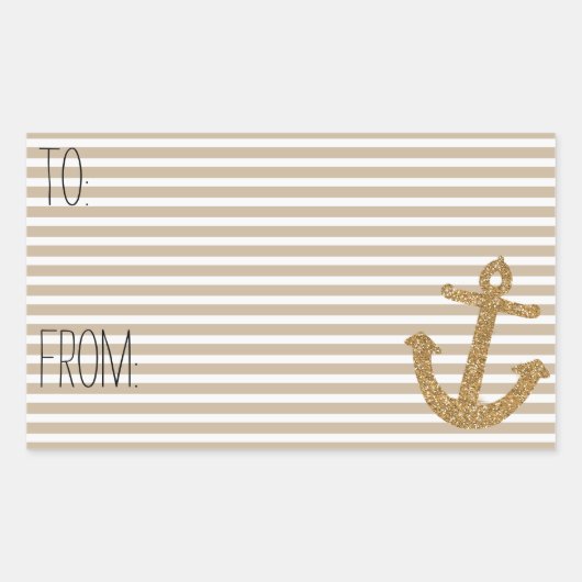 Gold Stripes Imitate Glitzer Ankerzeichen Rechteckiger Aufkleber (Vorderseite)