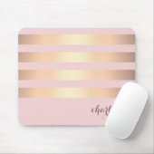 Gold Stripes Muster-Pulver-Rosa-Hintergrund Mousepad (Mit Mouse)