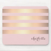 Gold Stripes Muster-Pulver-Rosa-Hintergrund Mousepad (Vorne)