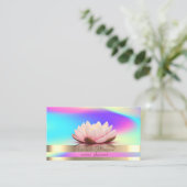 Gold Stripes Ombre Holographic Iridescent Lotus Visitenkarte (Stehend Vorderseite)