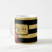 Gold Stripes Rosen-Blume durch Jo Kaffeetasse (Vorderseite Links)