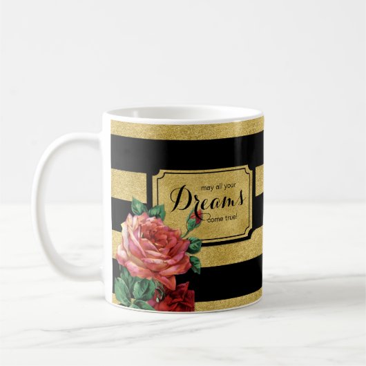 Gold Stripes Rosen-Blume durch Jo Kaffeetasse (Links)
