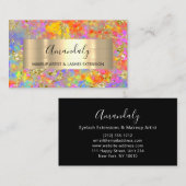 Gold Strokes Beauty Shop Holografisch Rosa Visitenkarte (Vorne/Hinten)