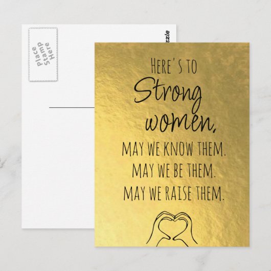 Gold Strong Women Motivierend Postcard Postkarte (Vorne/Hinten)