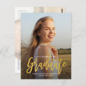Gold Stylish Chic Graduation Party Foto Postkarte (Vorne/Hinten)
