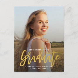 Gold Stylish Chic Graduation Party Foto Postkarte