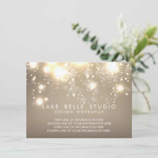 Gold Subtile Glitzer Bokeh Information Card Begleitkarte (Stehend Vorderseite)