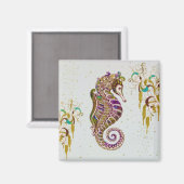 Gold Summer Rainbow Seepferd Glitzer Magnet (Vorderseite/Rückseite)