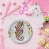 Gold Summer Rainbow Seepferd Glitzer Pappteller (Party)