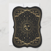 Gold Sun and Moon Tarot Card Einladung zur Hochzei (Rückseite)