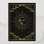 Gold Sun and Moon Tarot Card Einladung zur Hochzei (Rückseite)
