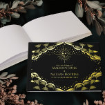 Gold Sun and Moon Tarot Card Hochzeitstorch Gästebuch<br><div class="desc">Erleben Sie die Magie Ihrer Gäste mit diesem Vintagen,  mit Tarot inspirierten Gästebuch,  das ein Design mit Sonne,  Mond,  Sternen und Wolken bietet,  das wunderbar in echter Folie auf einer luxuriösen schwarzen Kulisse geätzt ist. Ein himmlischer Sake für Ihren unvergesslichen Tag!</div>