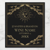 Gold Sun and Moon Tarot Card Hochzeitsweinetikett Weinetikett (Einzelnes Label)