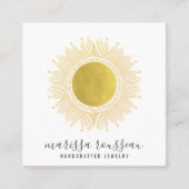 Gold Sun Faux Foil Mandala Jewelry Designer Quadratische Visitenkarte (Vorderseite)