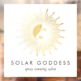 Gold Sun Goddess Girl Logo Spray Tanning Salon Fensteraufkleber