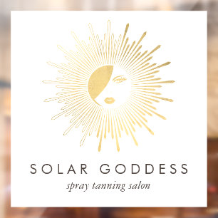 Gold Sun Goddess Girl Logo Spray Tanning Salon Fensteraufkleber