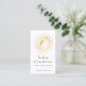 Gold Sun Goddess Girl Spray Tanning Salon Logo I Visitenkarte (Stehend Vorderseite)